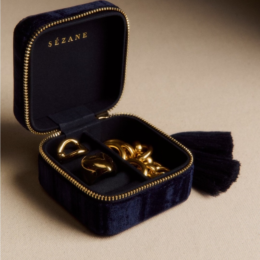 SOLD Sézane Velvet Navy Jewelry Box